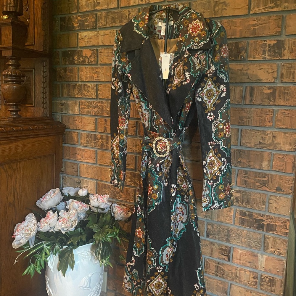 WDNY Black Wrap Printed Dress